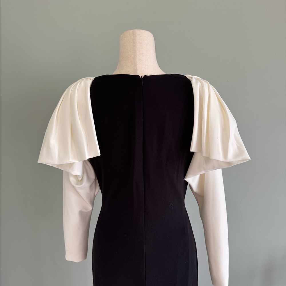 Tadashi Shoji Black/White Long Sleeve Dress Black Tie Gala Formal Holiday  sz M - Picture 9 of 14